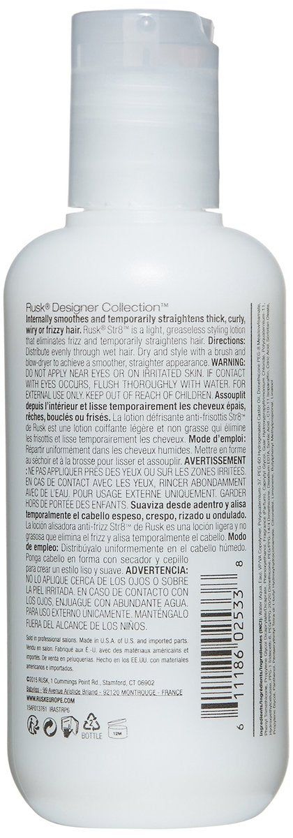RUSK Str8 Anti-Frizz & Anti-Curl Lotion – Lightweight, Greaseless Formula – Temporarily Removes Curl & Eliminates Frizz – 6 oz Avelisse
