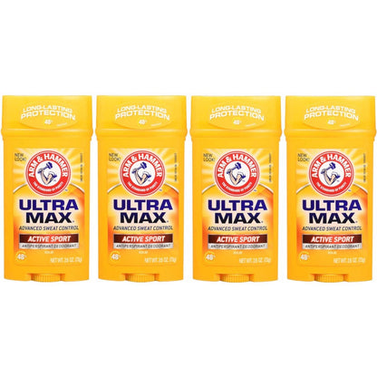 ARM & HAMMER Ultramax Solid Antiperspirant Deodorant Active Sport, 2.6 oz (Pack of 4)