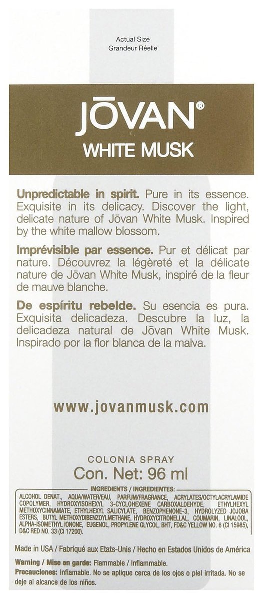 Jovan White Musk Cologne Spray for Women, 3.25 oz Avelisse