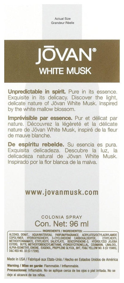 Jovan White Musk Cologne Spray for Women, 3.25 oz Avelisse