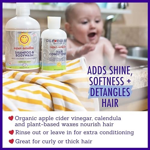 California Baby Super Sensitive Hair Conditioner - Fragrance Free, 100% Plant-Based, 8.5 oz Avelisse