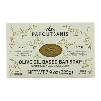 Papoutsanis Greek Olive Oil Based Soap Bar - Natural, Unscented, Hypoallergenic - 4-Pack of 7.9oz Bars