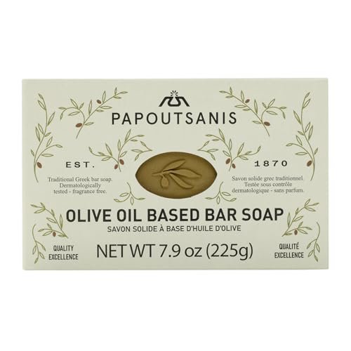 Papoutsanis Greek Olive Oil Based Soap Bar - Natural, Unscented, Hypoallergenic - 4-Pack of 7.9oz Bars - görsel 6