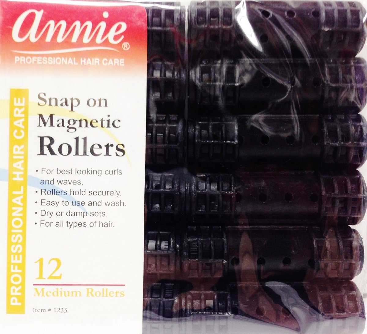 Annie Snap On Magnetic Roller – 3/4 Inch (0.75") Diameter, Black Metal Hair Roller for Voluminous Curls - görsel 1
