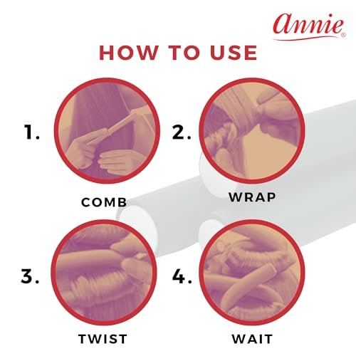Annie Soft Twist Roller Set 1" Diameter: 4 Flexible Heatless Rollers (Dark Green) - görsel 8