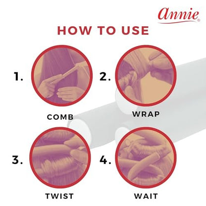 Annie Soft Twist Roller Set 1" Diameter: 4 Flexible Heatless Rollers (Dark Green)