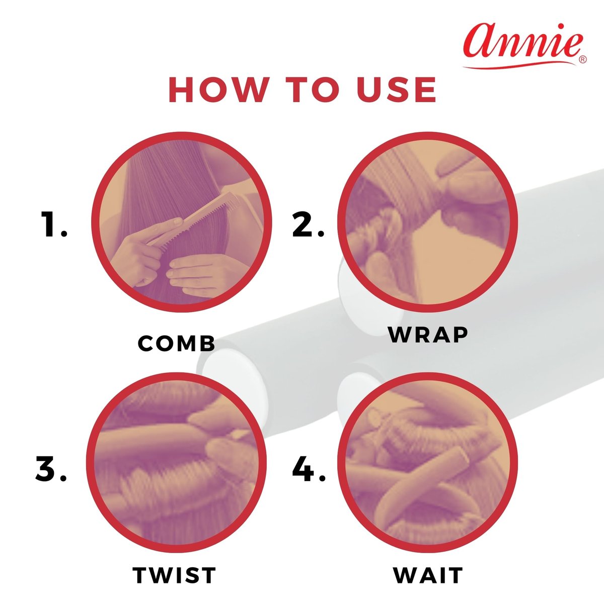 Annie Soft Twist Roller Set 1" Diameter: 4 Flexible Heatless Rollers (Dark Green) - görsel 7