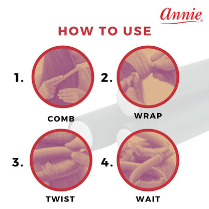 Annie Soft Twist Roller Set 1" Diameter: 4 Flexible Heatless Rollers (Dark Green)