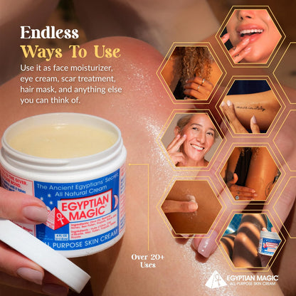 Egyptian Magic All Purpose Skin Cream - 4 oz Jar | Face, Body & Dry Skin Moisturizer for Eczema, Scars, Stretch Marks & Tattoo Aftercare Avelisse
