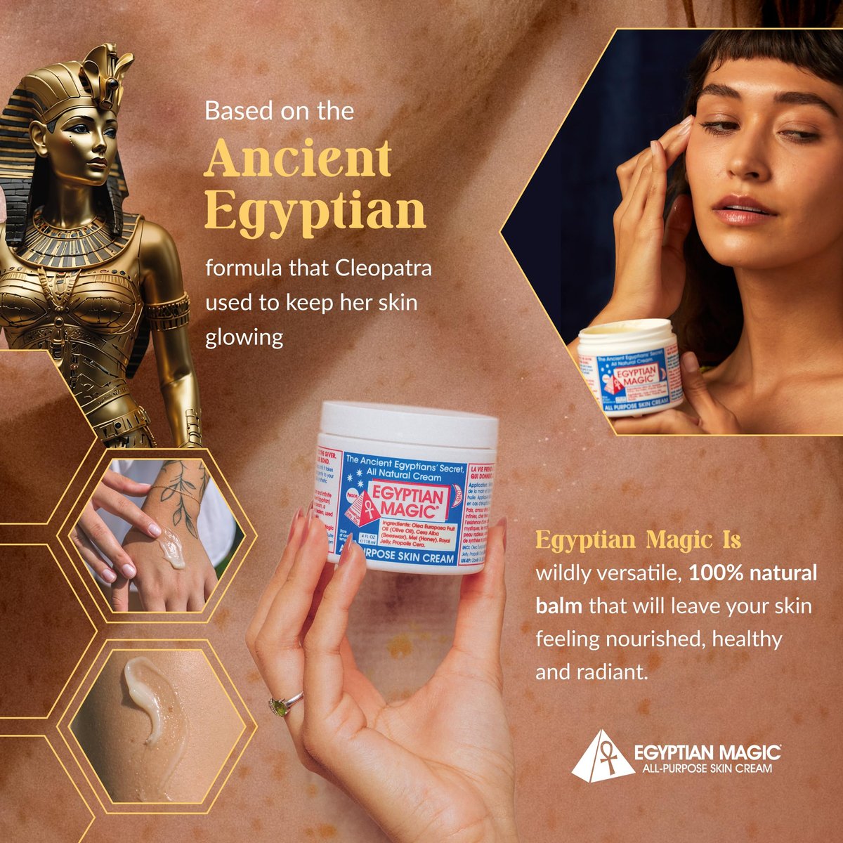 Egyptian Magic All Purpose Skin Cream - 4 oz Jar | Face, Body & Dry Skin Moisturizer for Eczema, Scars, Stretch Marks & Tattoo Aftercare Avelisse