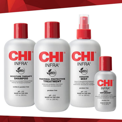 CHI Home Stylist Kit: Infra Shampoo, Treatment, Keratin Mist & Silk Infusion - Sulfate-Free, Paraben-Free, Cruelty-Free Hair Care Set Avelisse