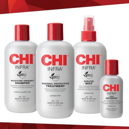CHI Home Stylist Kit: Infra Shampoo, Treatment, Keratin Mist & Silk Infusion - Sulfate-Free, Paraben-Free, Cruelty-Free Hair Care Set Avelisse