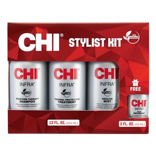 CHI Home Stylist Kit: Infra Shampoo, Treatment, Keratin Mist & Silk Infusion - Sulfate-Free, Paraben-Free, Cruelty-Free Hair Care Set Avelisse