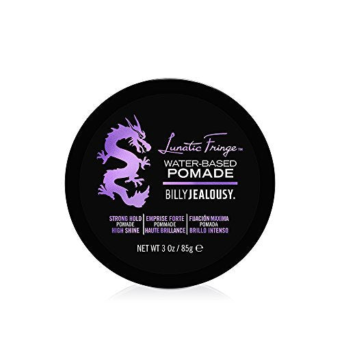 Billy Jealousy Lunatic Fringe Water-Based Pomade for Men - Strong Hold, High Shine, Vegan Hair Product for Medium to Long Thick Mane (3 oz) Avelisse