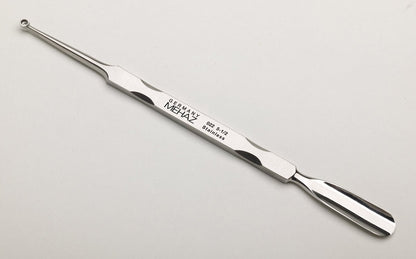 MEHAZ 022 9mm Stainless Steel Cuticle Pusher & Curette 5 ½ inch - Professional Manicure Tool (Model MC0022)