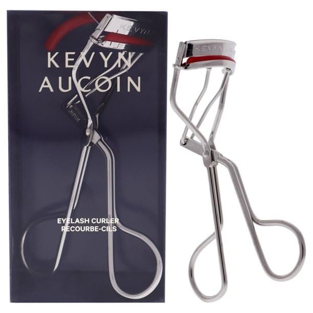 Kevyn Aucoin Eyelash Curler – Stainless Steel, Wide Opening, Red Cushions for Long-Lasting Curl Avelisse