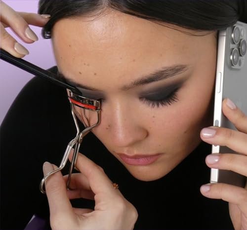 Kevyn Aucoin Eyelash Curler – Stainless Steel, Wide Opening, Red Cushions for Long-Lasting Curl Avelisse