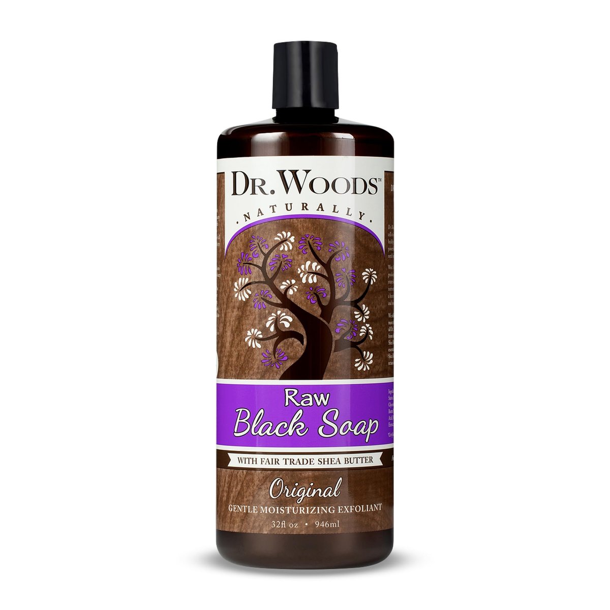 Dr. Woods Raw Liquid Black Soap - Gentle Exfoliating Body Wash for Men and Women, Natural Face and Hand Cleanser, 32 Fl Oz Avelisse