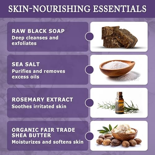Dr. Woods Raw Liquid Black Soap - Gentle Exfoliating Body Wash for Men and Women, Natural Face and Hand Cleanser, 32 Fl Oz Avelisse