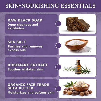 Dr. Woods Raw Liquid Black Soap - Gentle Exfoliating Body Wash for Men and Women, Natural Face and Hand Cleanser, 32 Fl Oz Avelisse