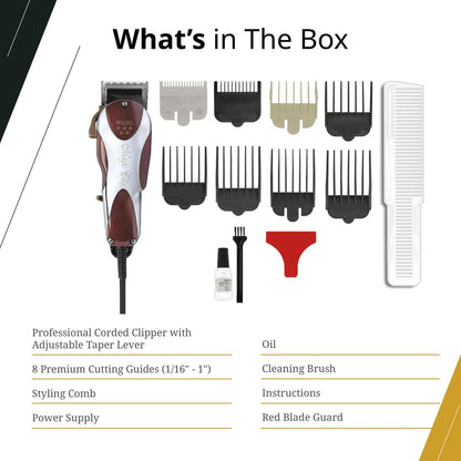 Wahl Professional 5 Star Series Magic Clip Precision Fade Clipper – Corded, Zero Overlap Adjustable Blades, V9000 Motor, Chrome Finish Avelisse