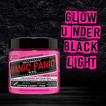 MANIC PANIC Classic Cotton Candy Pink Semi Permanent Hair Color - Bright Pink Hair Dye for Women & Men - 4 oz Avelisse