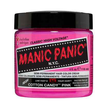 MANIC PANIC Classic Cotton Candy Pink Semi Permanent Hair Color - Bright Pink Hair Dye for Women & Men - 4 oz Avelisse