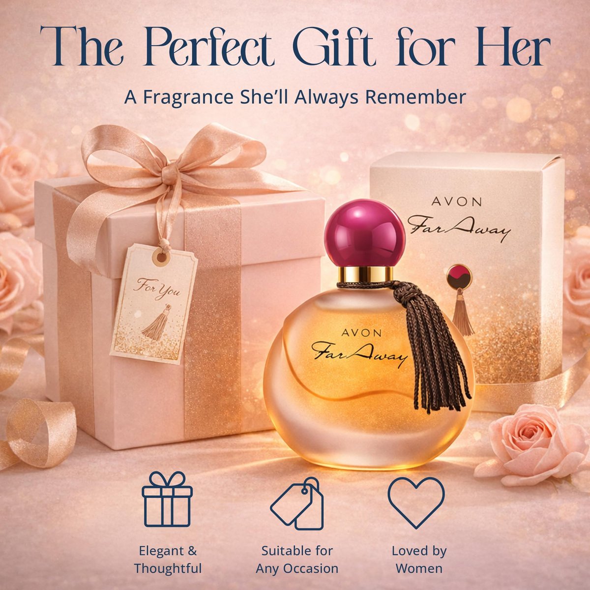 AVON Far Away Eau de Parfum for Women - Amber Floral Scent, Long Lasting Perfume Spray, 1.7 fl oz Avelisse