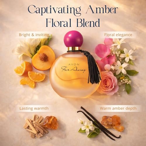 AVON Far Away Eau de Parfum for Women - Amber Floral Scent, Long Lasting Perfume Spray, 1.7 fl oz Avelisse