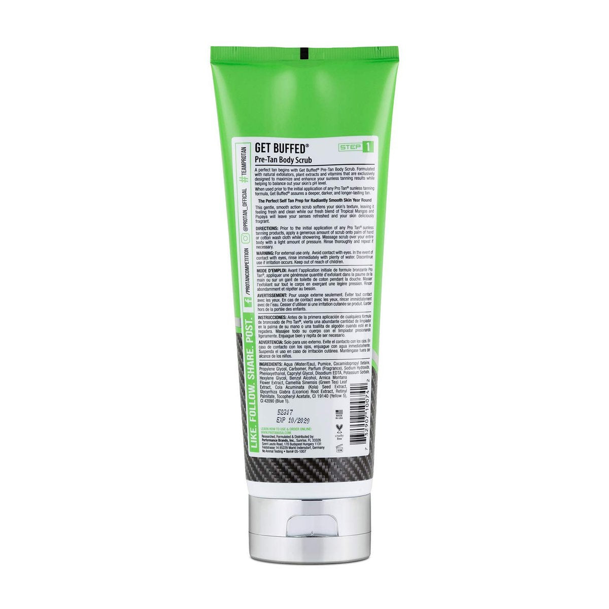 Pro Tan Get Buffed Pre-Tan Body Scrub - Skin Balancing Exfoliator, 8 oz Avelisse