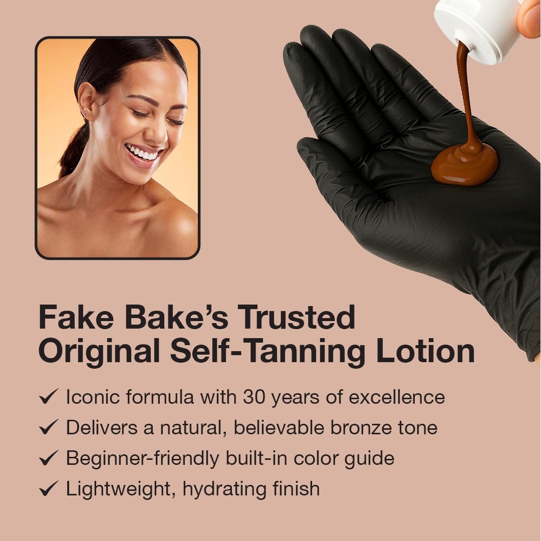 Fake Bake Original Self-Tanning Lotion – Streak-Free, Natural Sunless Tanner for All Skin Tones – Buildable Color for Women & Men – 6 oz Avelisse