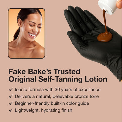 Fake Bake Original Self-Tanning Lotion – Streak-Free, Natural Sunless Tanner for All Skin Tones – Buildable Color for Women & Men – 6 oz Avelisse