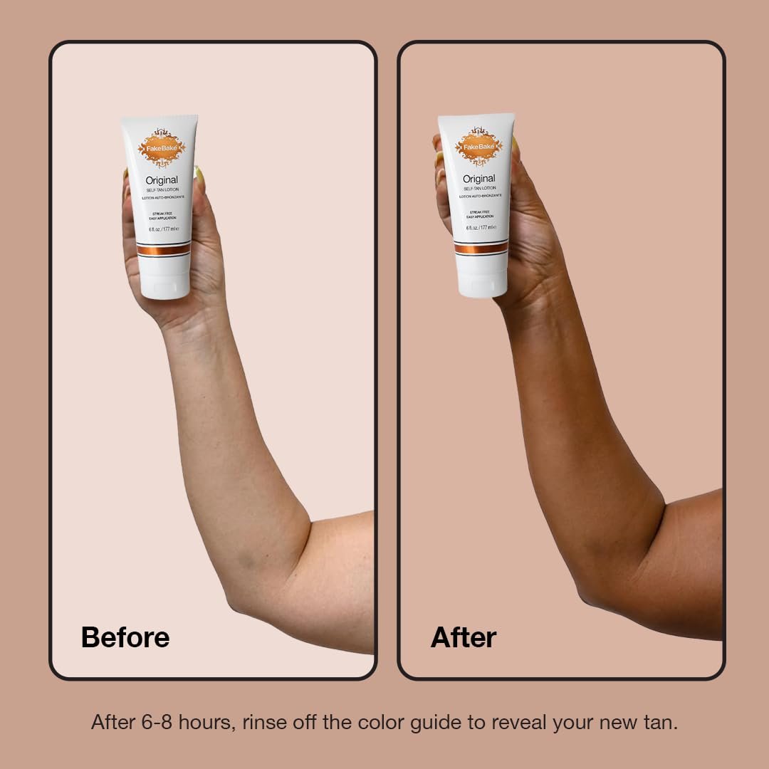 Fake Bake Original Self-Tanning Lotion – Streak-Free, Natural Sunless Tanner for All Skin Tones – Buildable Color for Women & Men – 6 oz Avelisse