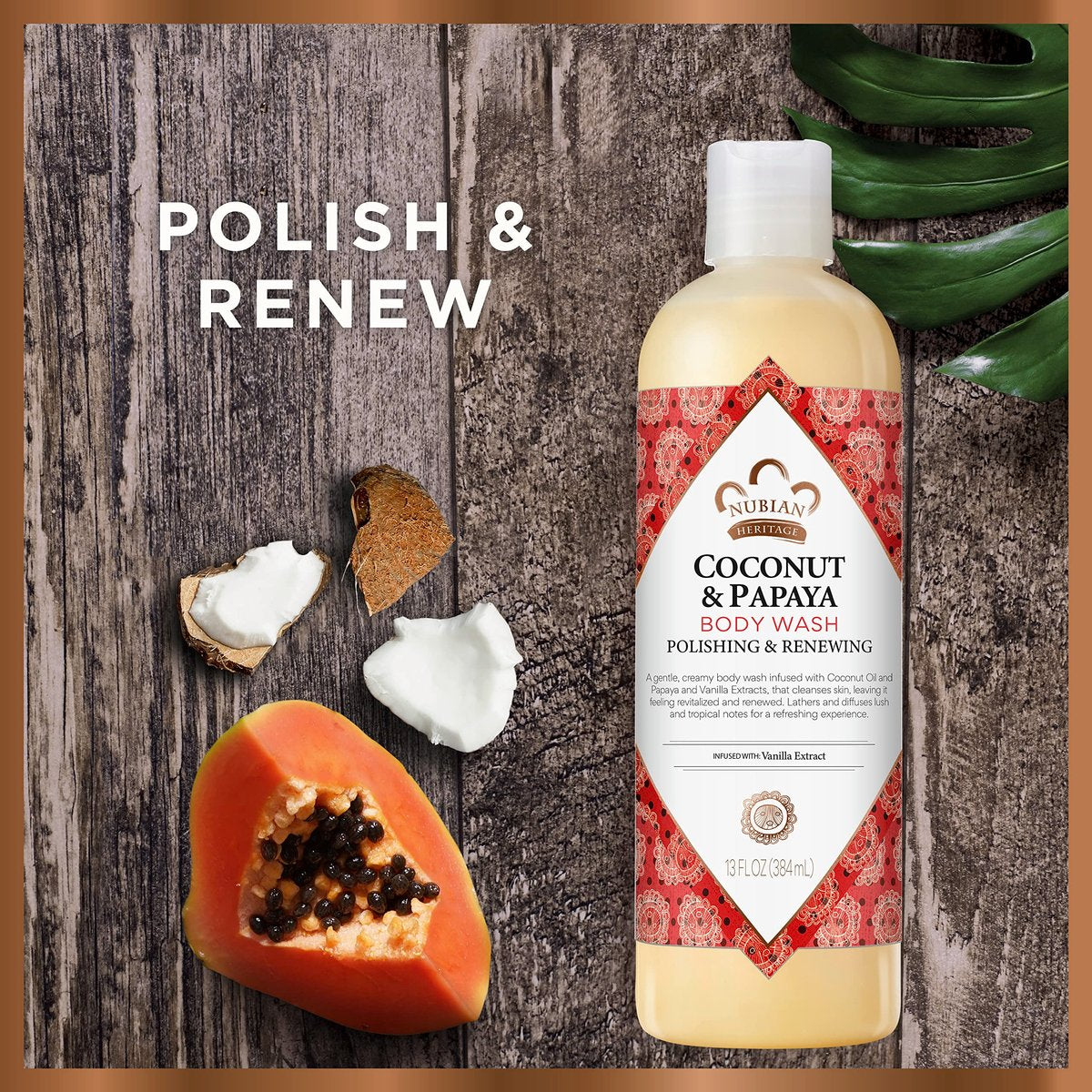 Nubian Heritage Coconut Papaya Body Wash - Hydrating Cleanser for Dry, Dull Skin, 13 oz - görsel 5