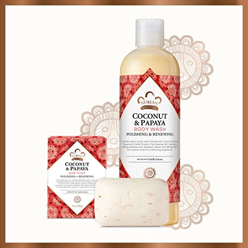 Nubian Heritage Coconut Papaya Body Wash - Hydrating Cleanser for Dry, Dull Skin, 13 oz - görsel 12