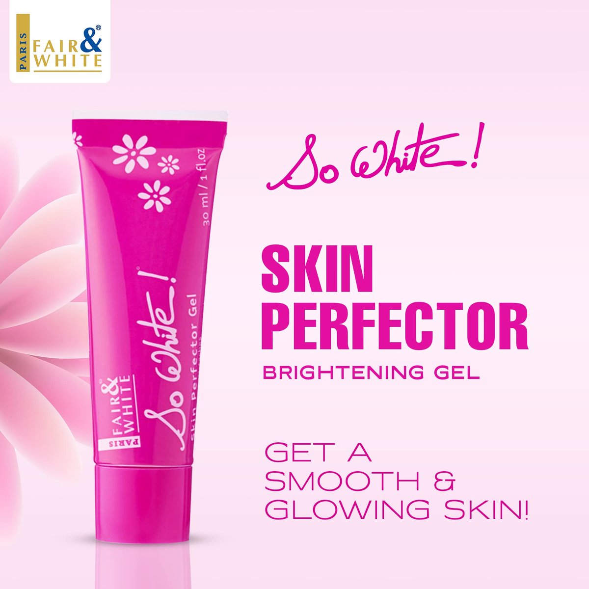 FAIR & WHITE So White Skin Perfector Gel - 1 Fl oz / 30ml - Brightening Sunscreen Gel Avelisse