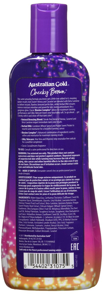 Australian Gold Cheeky Brown Accelerator Dark Natural Bronzers Tanning Bed Lotion 8.5 oz Avelisse