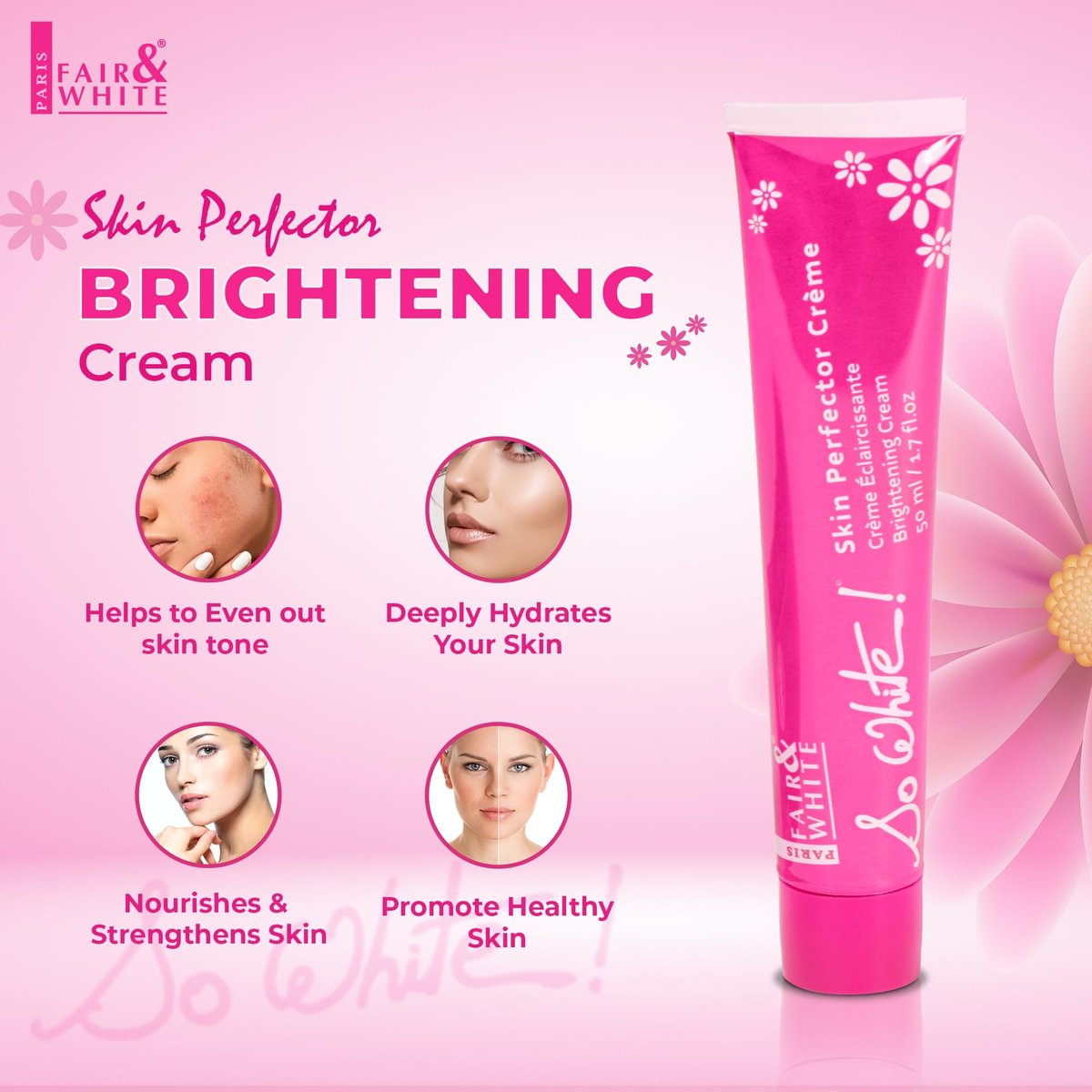 Fair and White So White Perfector Cream – Skin Brightening Face Moisturizer, 1.7 fl oz (50 ml) Avelisse