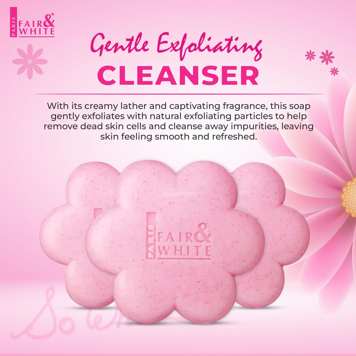 Fair & White So White Skin Brightening Exfoliating Soap - 200g / 7 oz - Reduces Blemishes on Body, Knees, Underarms, Armpit Avelisse