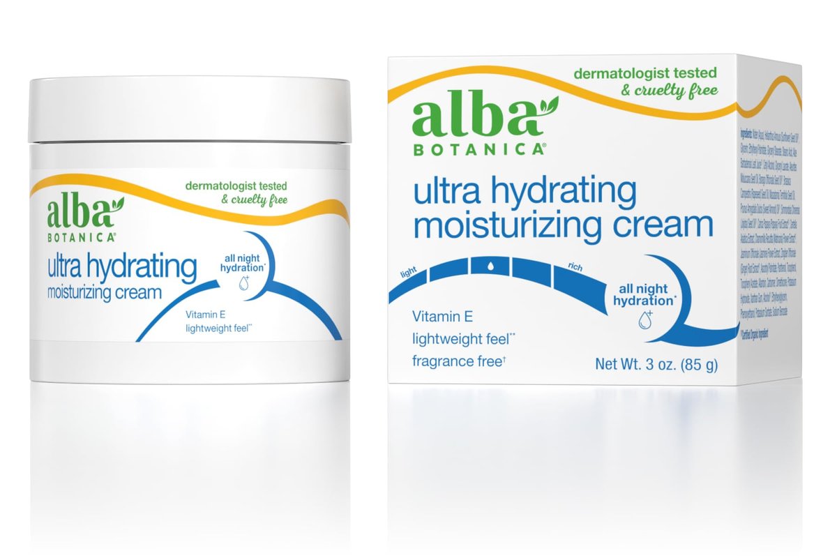 Alba Botanica Ultra Hydrating Moisturizing Cream with Vitamin E, Fragrance Free, 3 oz Avelisse