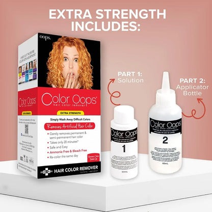 Color Oops Extra Strength Hair Color Remover - 1 Application - Safely Removes Permanent & Semi-Permanent Hair Dye in 20 Minutes - Ammonia & Bleach Free Avelisse