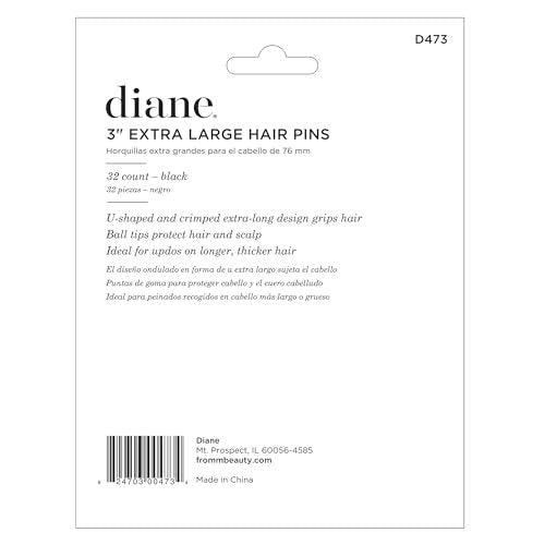 Diane Hair Pins, Black, 3 Inch (32 Count) - Metal Hair Clips for Buns, Curls, Thin & Thick Hair - görsel 12
