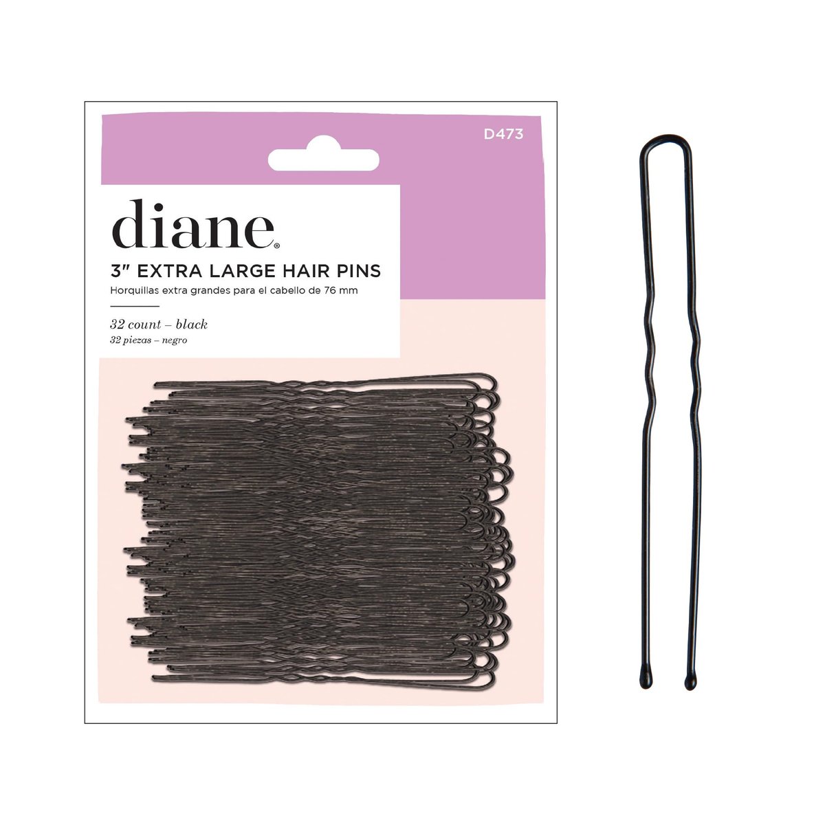 Diane Hair Pins, Black, 3 Inch (32 Count) - Metal Hair Clips for Buns, Curls, Thin & Thick Hair - görsel 1