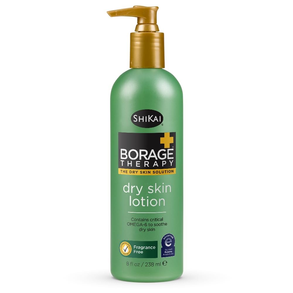 ShiKai Borage Therapy Dry Skin Lotion Body Moisturizer – 8 oz Unscented Hydrating Lotion for Dry Hands & Body with Oatmeal & Shea Butter Avelisse