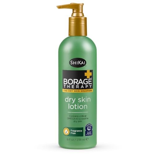ShiKai Borage Therapy Dry Skin Lotion Body Moisturizer – 8 oz Unscented Hydrating Lotion for Dry Hands & Body with Oatmeal & Shea Butter Avelisse