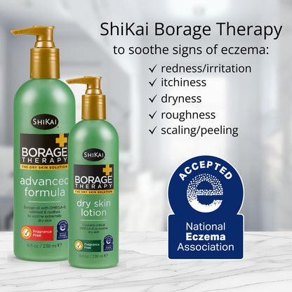 ShiKai Borage Therapy Dry Skin Lotion Body Moisturizer – 8 oz Unscented Hydrating Lotion for Dry Hands & Body with Oatmeal & Shea Butter Avelisse