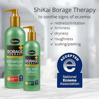 ShiKai Borage Therapy Dry Skin Lotion Body Moisturizer – 8 oz Unscented Hydrating Lotion for Dry Hands & Body with Oatmeal & Shea Butter Avelisse