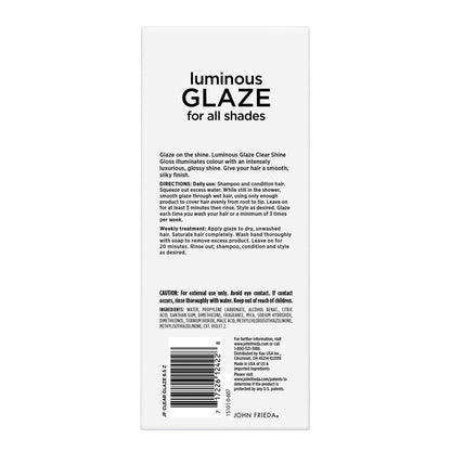 John Frieda Luminous Glaze Clear Shine Gloss - Anti-Fade Color Enriching Gloss for Color Treated Hair, 6.5 oz