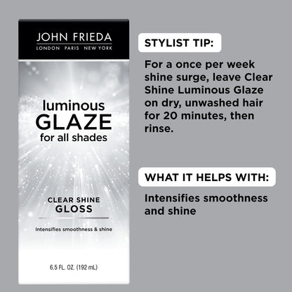 John Frieda Luminous Glaze Clear Shine Gloss - Anti-Fade Color Enriching Gloss for Color Treated Hair, 6.5 oz