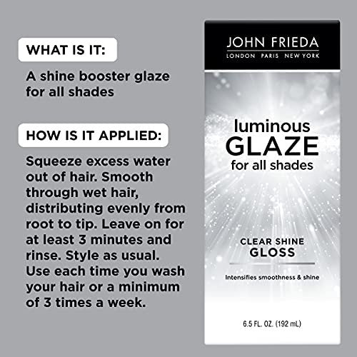 John Frieda Luminous Glaze Clear Shine Gloss - Anti-Fade Color Enriching Gloss for Color Treated Hair, 6.5 oz - görsel 5